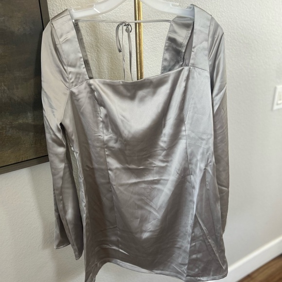 NWT Wild Fable Satin Dress in Silver - Picture 6 of 11